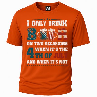 I Only Beer On Two Occasions Retro Us Flag 4th Of July Great Gift Cooling Performance Crew T-Shirt