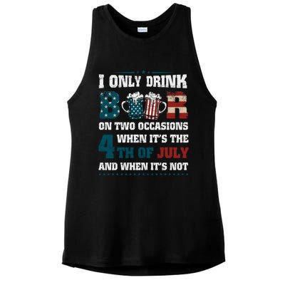 I Only Beer On Two Occasions Retro Us Flag 4th Of July Great Gift Ladies PosiCharge Tri-Blend Wicking Tank