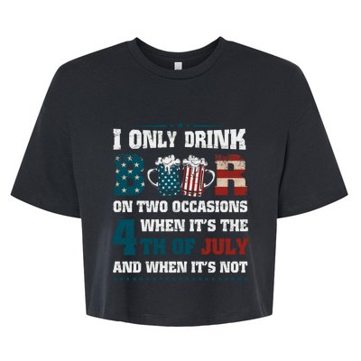 I Only Beer On Two Occasions Retro Us Flag 4th Of July Great Gift Bella+Canvas Jersey Crop Tee