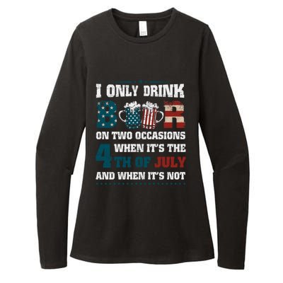 I Only Beer On Two Occasions Retro Us Flag 4th Of July Great Gift Womens CVC Long Sleeve Shirt