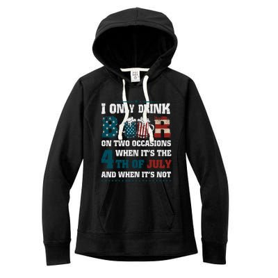 I Only Beer On Two Occasions Retro Us Flag 4th Of July Great Gift Women's Fleece Hoodie