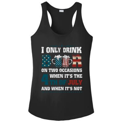 I Only Beer On Two Occasions Retro Us Flag 4th Of July Great Gift Ladies PosiCharge Competitor Racerback Tank