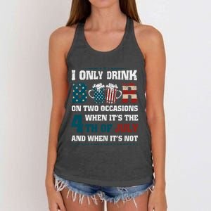 I Only Beer On Two Occasions Retro Us Flag 4th Of July Great Gift Women's Knotted Racerback Tank