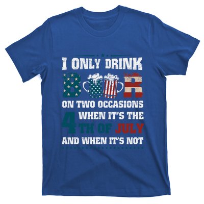 I Only Beer On Two Occasions Retro Us Flag 4th Of July Great Gift T-Shirt