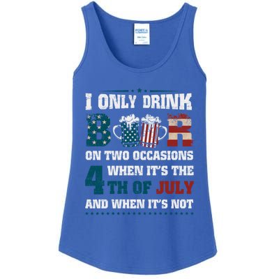 I Only Beer On Two Occasions Retro Us Flag 4th Of July Great Gift Ladies Essential Tank