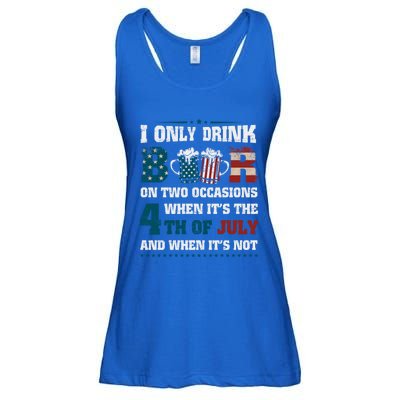 I Only Beer On Two Occasions Retro Us Flag 4th Of July Great Gift Ladies Essential Flowy Tank