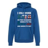 I Only Beer On Two Occasions Retro Us Flag 4th Of July Great Gift Premium Hoodie