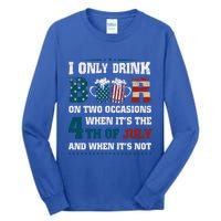 I Only Beer On Two Occasions Retro Us Flag 4th Of July Great Gift Tall Long Sleeve T-Shirt