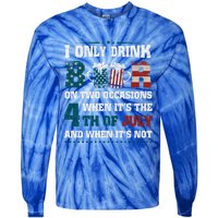 I Only Beer On Two Occasions Retro Us Flag 4th Of July Great Gift Tie-Dye Long Sleeve Shirt