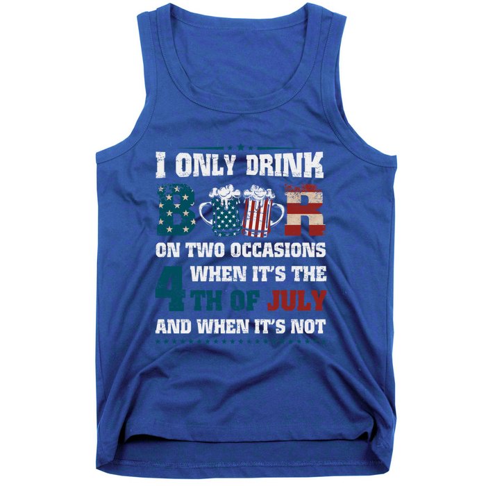 I Only Beer On Two Occasions Retro Us Flag 4th Of July Great Gift Tank Top