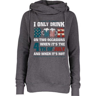 I Only Beer On Two Occasions Retro Us Flag 4th Of July Great Gift Womens Funnel Neck Pullover Hood