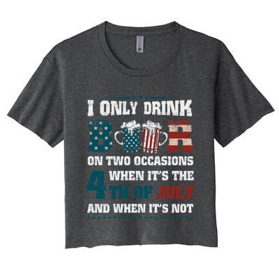 I Only Beer On Two Occasions Retro Us Flag 4th Of July Great Gift Women's Crop Top Tee