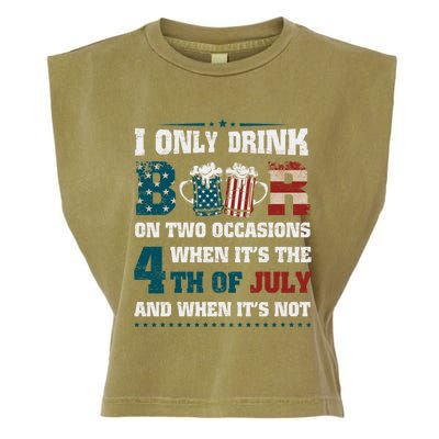 I Only Beer On Two Occasions Retro Us Flag 4th Of July Great Gift Garment-Dyed Women's Muscle Tee