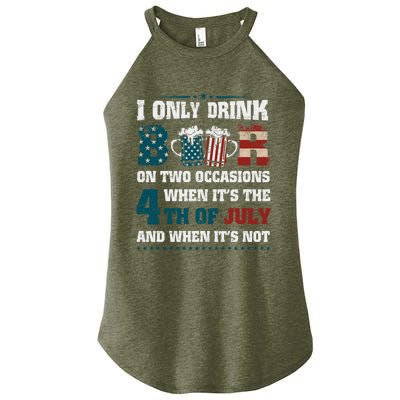 I Only Beer On Two Occasions Retro Us Flag 4th Of July Great Gift Women's Perfect Tri Rocker Tank