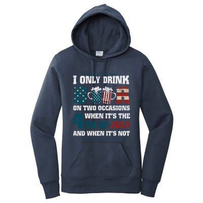 I Only Beer On Two Occasions Retro Us Flag 4th Of July Great Gift Women's Pullover Hoodie