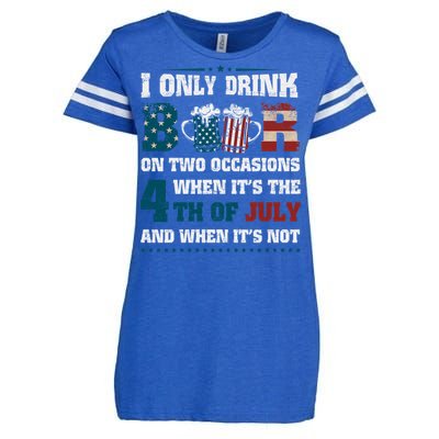 I Only Beer On Two Occasions Retro Us Flag 4th Of July Great Gift Enza Ladies Jersey Football T-Shirt