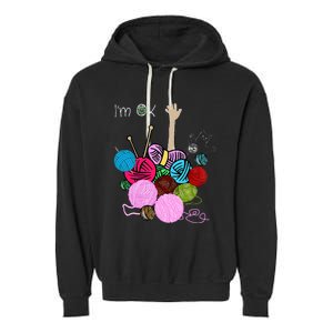 IM Ok Crochet And Knitting Funny Crocheting Garment-Dyed Fleece Hoodie