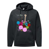 IM Ok Crochet And Knitting Funny Crocheting Performance Fleece Hoodie