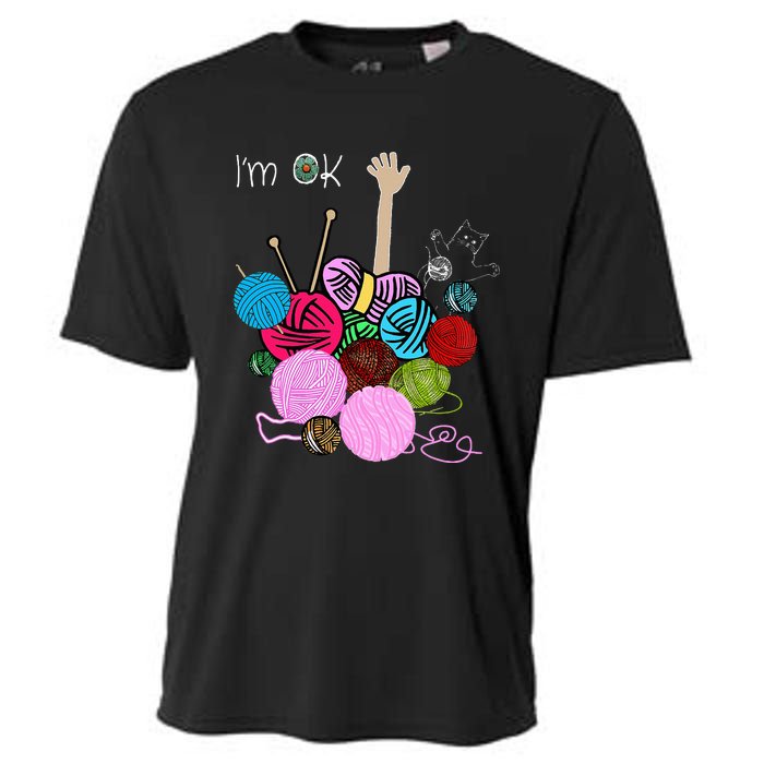 IM Ok Crochet And Knitting Funny Crocheting Cooling Performance Crew T-Shirt