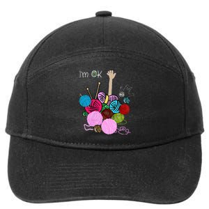 IM Ok Crochet And Knitting Funny Crocheting 7-Panel Snapback Hat