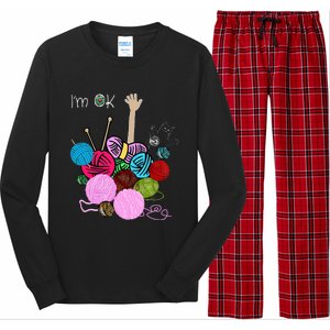 IM Ok Crochet And Knitting Funny Crocheting Long Sleeve Pajama Set