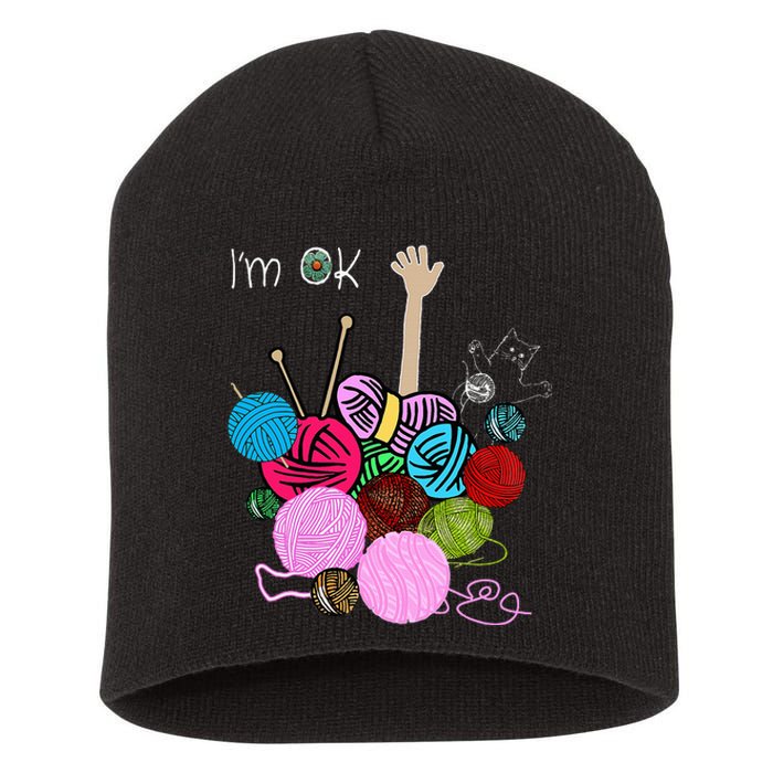 IM Ok Crochet And Knitting Funny Crocheting Short Acrylic Beanie