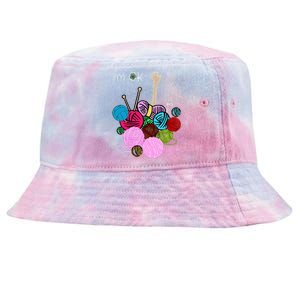 IM Ok Crochet And Knitting Funny Crocheting Tie-Dyed Bucket Hat