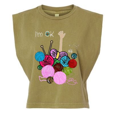 IM Ok Crochet And Knitting Funny Crocheting Garment-Dyed Women's Muscle Tee