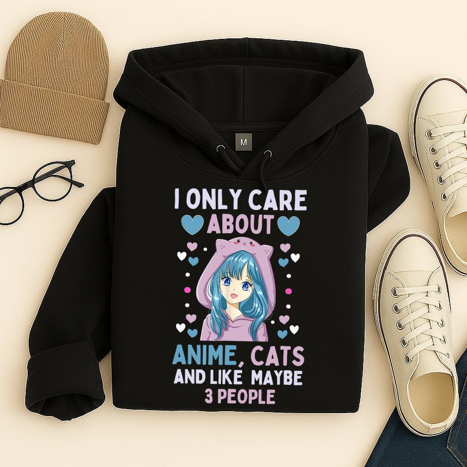 I Only Care About Anime & Cats And Like 3 People Japan Anime Hoodie