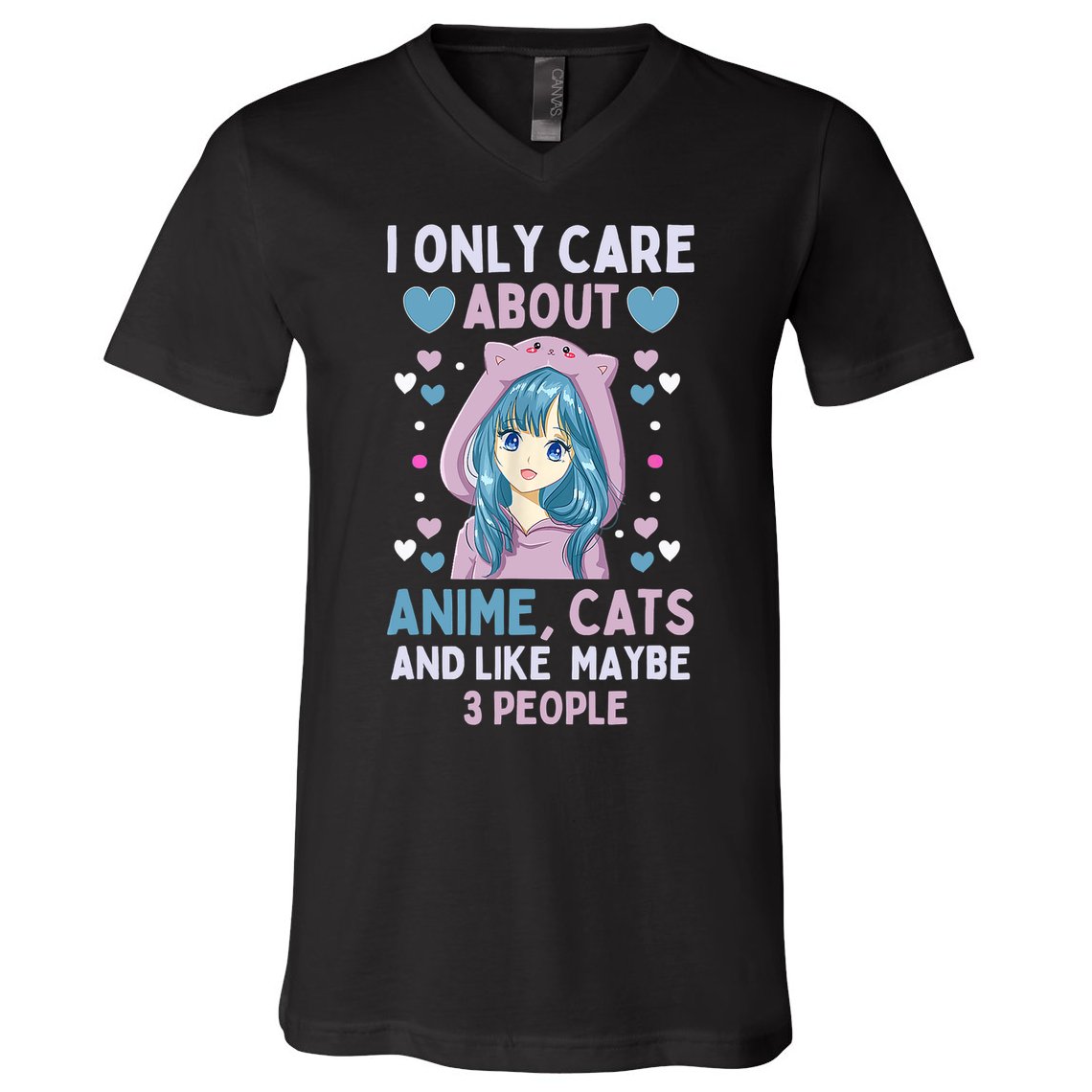 I Only Care About Anime & Cats And Like 3 People Japan Anime V-Neck T-Shirt