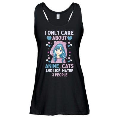 I Only Care About Anime & Cats And Like 3 People Japan Anime Ladies Essential Flowy Tank