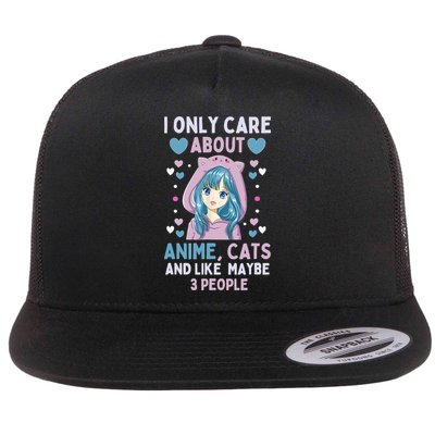 I Only Care About Anime & Cats And Like 3 People Japan Anime Flatbill Hat