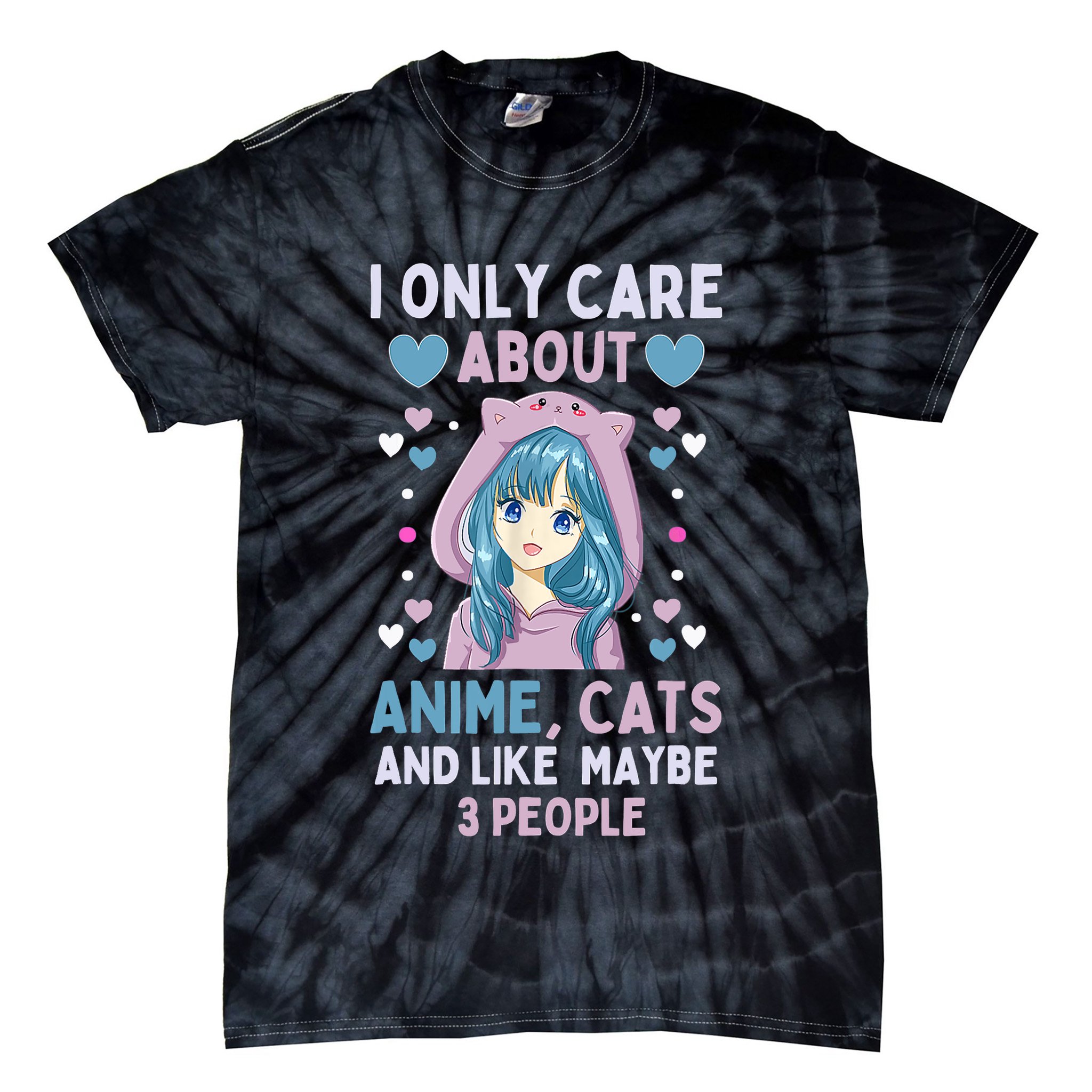 I Only Care About Anime & Cats And Like 3 People Japan Anime Tie-Dye T-Shirt
