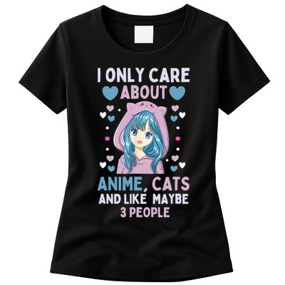 I Only Care About Anime & Cats And Like 3 People Japan Anime Womens T-Shirt