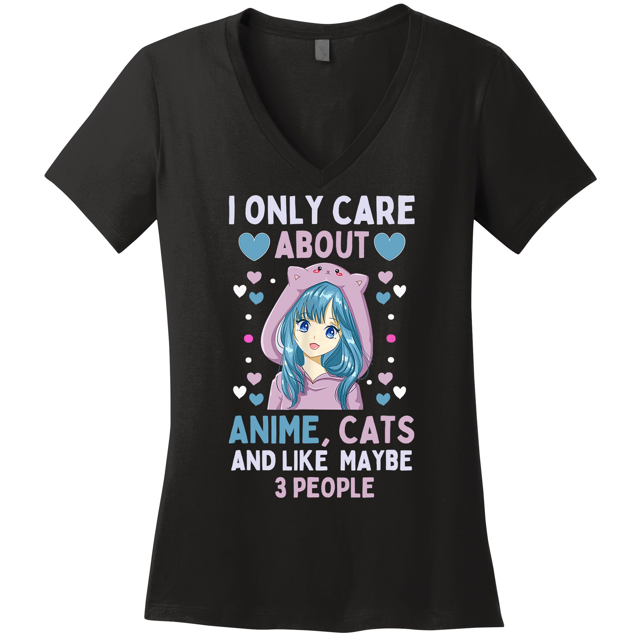 I Only Care About Anime & Cats And Like 3 People Japan Anime Women's V-Neck T-Shirt