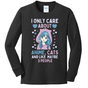 I Only Care About Anime & Cats And Like 3 People Japan Anime Kids Long Sleeve Shirt