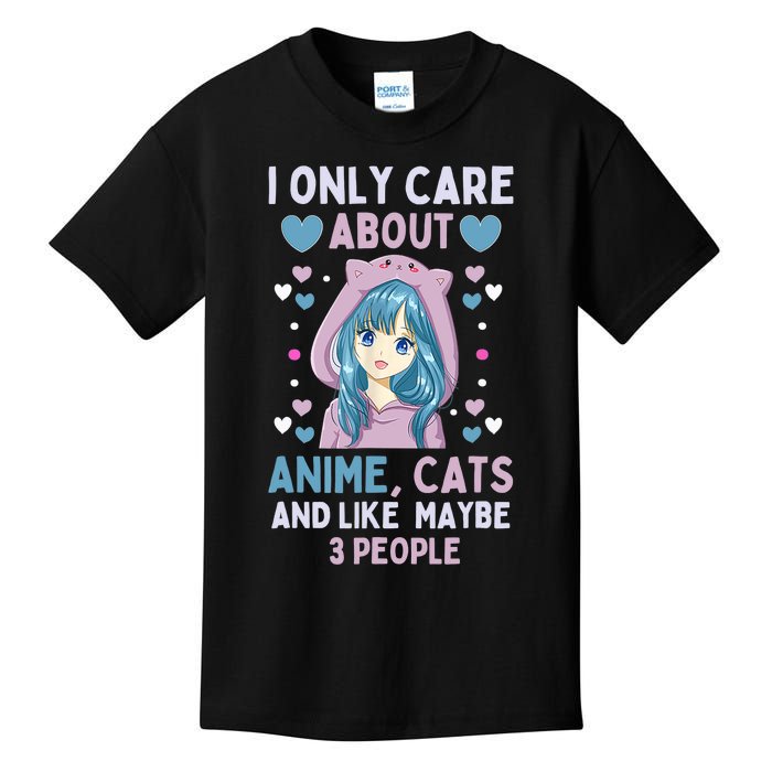 I Only Care About Anime & Cats And Like 3 People Japan Anime Kids T-Shirt