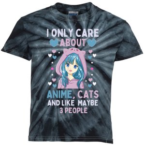 I Only Care About Anime & Cats And Like 3 People Japan Anime Kids Tie-Dye T-Shirt