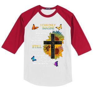 I Only Can Imagine Faith Christian Faith Jesus God Lover Meaningful Gift Kids Colorblock Raglan Jersey