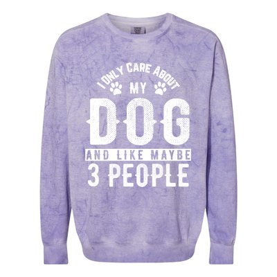 I Only Care About My Dog And Maybe 3 People Meaningful Gift Colorblast Crewneck Sweatshirt