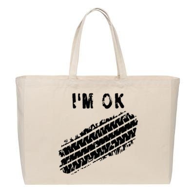 IM Ok Car Tire Track Funny Accident Stunt Recovery Joke Cotton Canvas Jumbo Tote