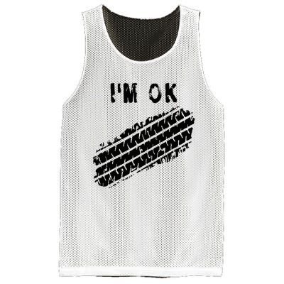 IM Ok Car Tire Track Funny Accident Stunt Recovery Joke Mesh Reversible Basketball Jersey Tank