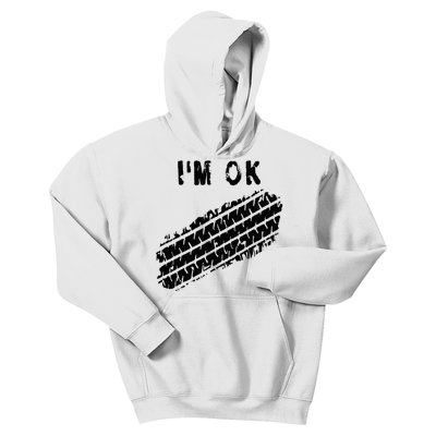 IM Ok Car Tire Track Funny Accident Stunt Recovery Joke Kids Hoodie