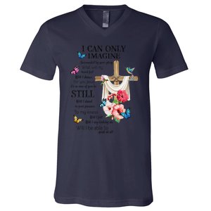 I Only Can Imagine Faith Christian Faith Jesus God Lover V-Neck T-Shirt