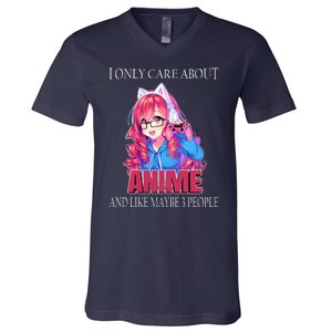 I Only Care About Anime And Like Maybe 3 People Funny V-Neck T-Shirt