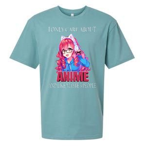 I Only Care About Anime And Like Maybe 3 People Funny Sueded Cloud Jersey T-Shirt