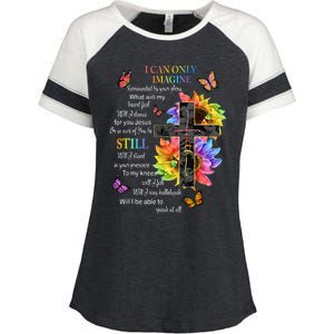 I Only Can Imagine Faith Christian Faith Jesus God Lover Gift Enza Ladies Jersey Colorblock Tee