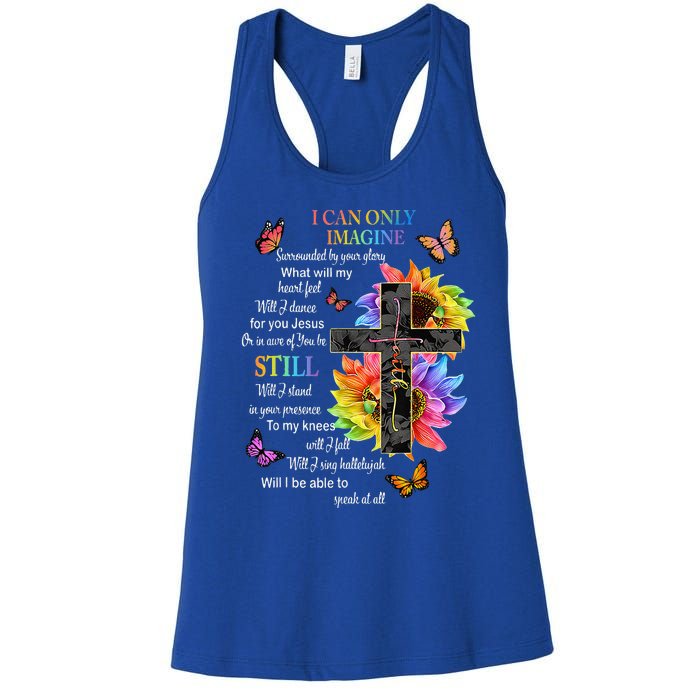 I Only Can Imagine Faith Christian Faith Jesus God Lover Gift Women's Racerback Tank