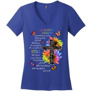 I Only Can Imagine Faith Christian Faith Jesus God Lover Gift Women's V-Neck T-Shirt