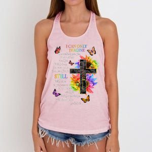 I Only Can Imagine Faith Christian Faith Jesus God Lover Gift Women's Knotted Racerback Tank